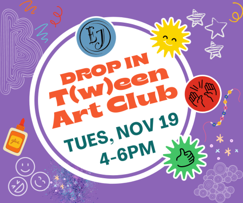  Drop-in T(w)een Art Club 4pm to 6pm Ages 11 to 18 November 2024