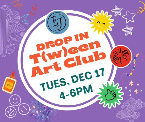  Drop-in T(w)een Art Club 4pm to 6pm Ages 11 to 18 December 2024