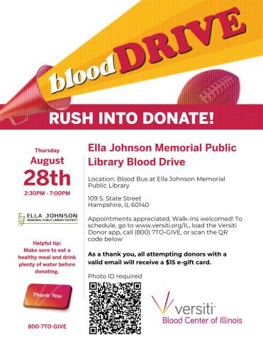 Versiti blood drive adverstisement