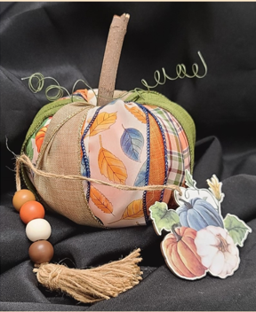 Picture of a Ribbon Pumpkin and Fall Tassel