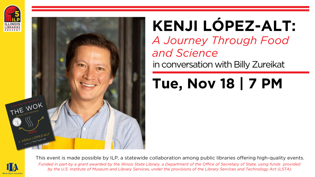 Photo of Kenji Lopez-Alt. Zoom is Tues., Nov 18 at 7pm. 