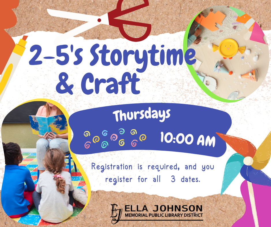 2 - 5 storytime and crafts